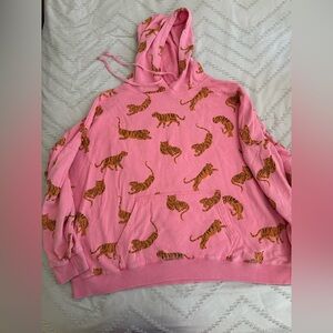 Easel Pink Tiger Print Hoodie